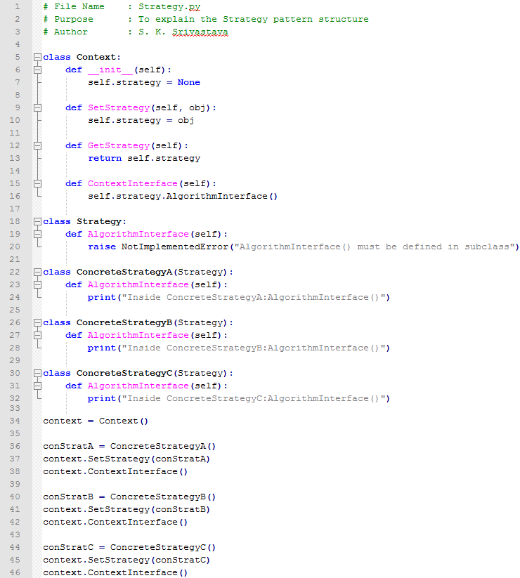 Strategy design pattern In Python