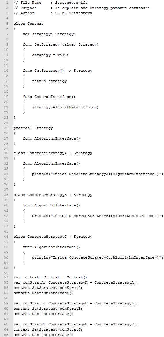 Strategy design pattern In Swift
