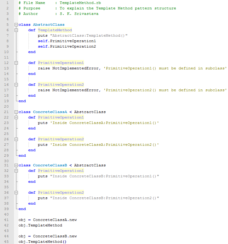 Template Method design pattern In Ruby