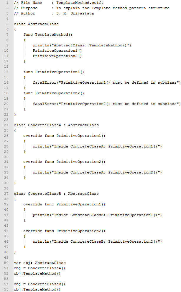 Template Method design pattern In Swift