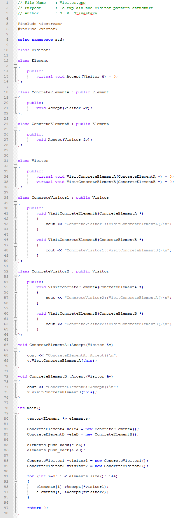 Visitor design pattern In C++