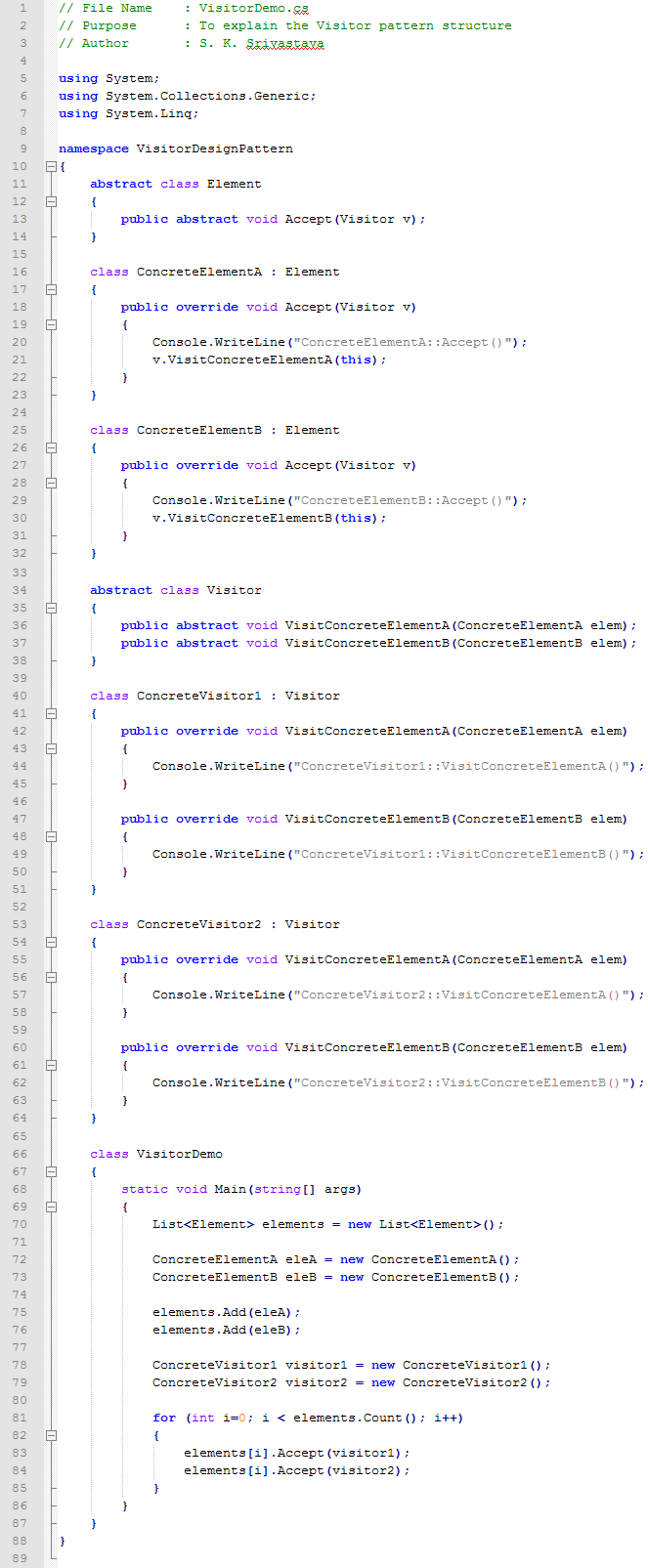 Visitor design pattern In C#