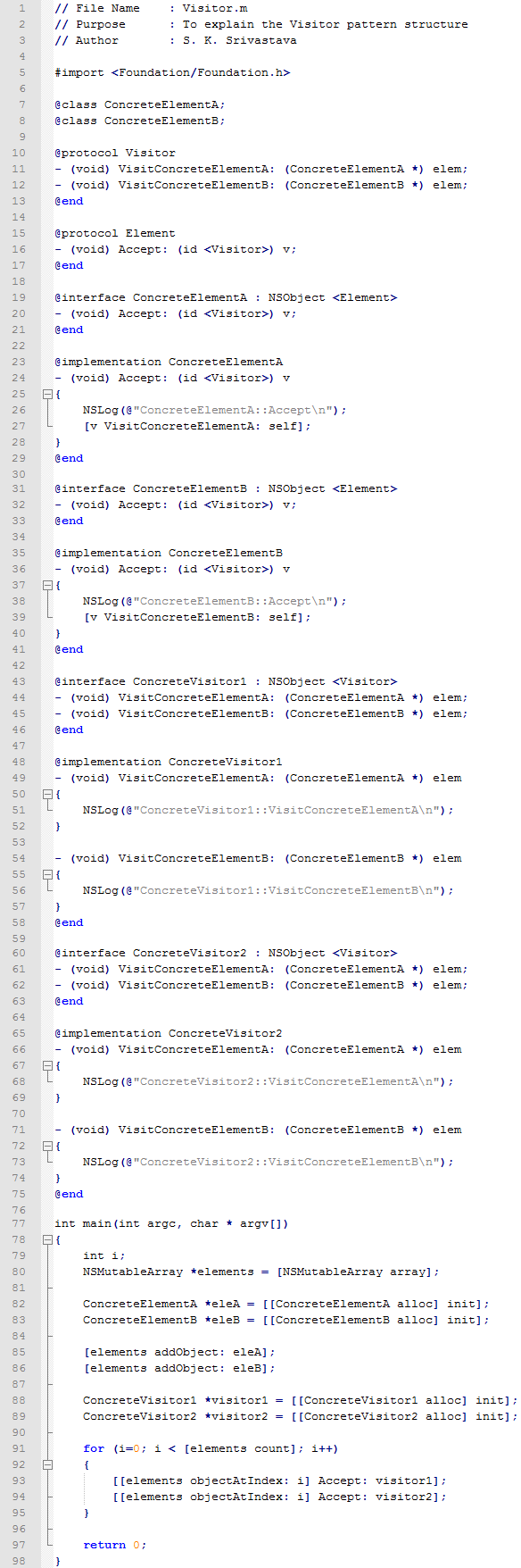 Visitor design pattern In Objective C