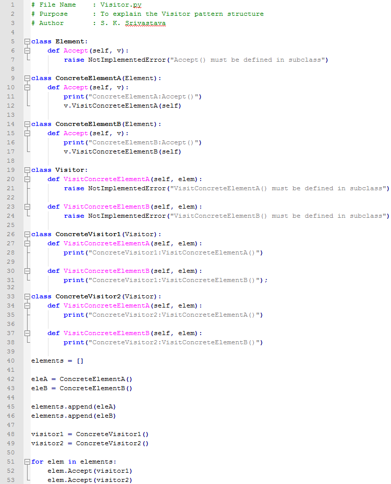 Visitor design pattern In Python